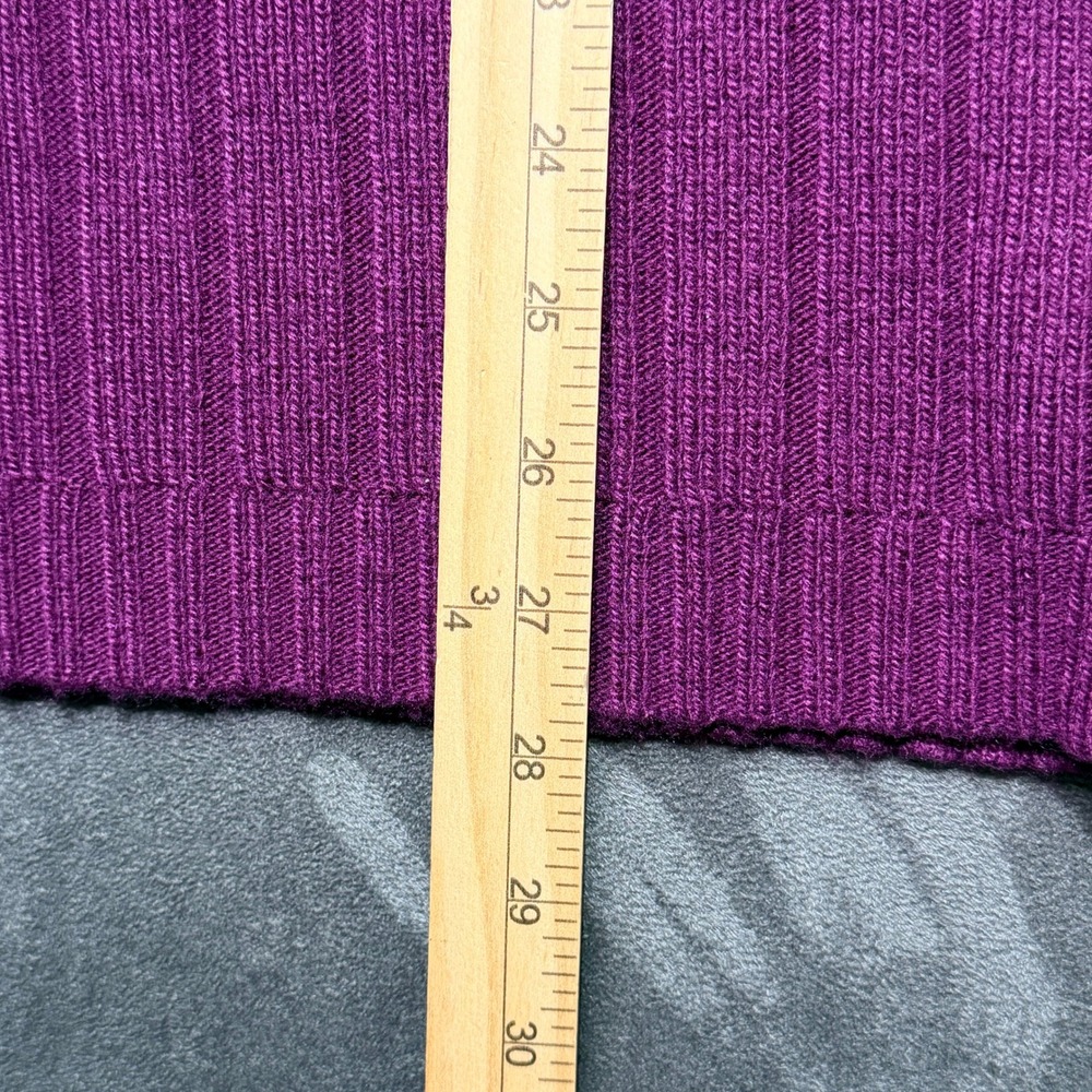 Talbots Plus Sweater Sz 1X Magenta Purple Ribbed Mock Neck Gold Button Shoulder - Picture 5 of 7